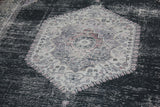Medallion Vintage Faded Print Style Polypropylene Fabric - Faded Medallion Print, Black, Low Pile, 5' X 7' (1 Rug)