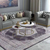Medallion Vintage Faded Print Style Polypropylene Fabric - Faded Medallion Print, Black, Low Pile, 5' X 7' (1 Rug)