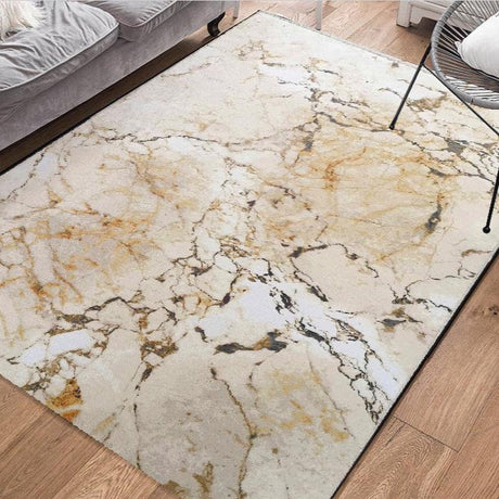 Earth Tones Vintage Marble Style Polypropylene Fabric - Tan Marble Print, 7'6" X 10'3" (1 Piece)