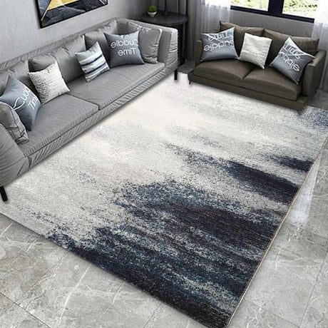 Vintage Blue Faded Comfort Print Design Area Rug Carpet - Blue Faded Print, 7'6" X 10'3" (1 Piece)
