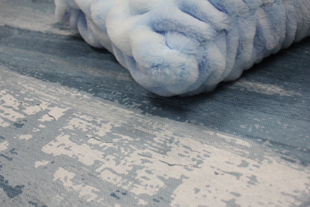 Blue Meadow Comfort Print Art Design Polypropylene Rug - Blue, Printed, 7'6" X 10'3" (1 Rug)