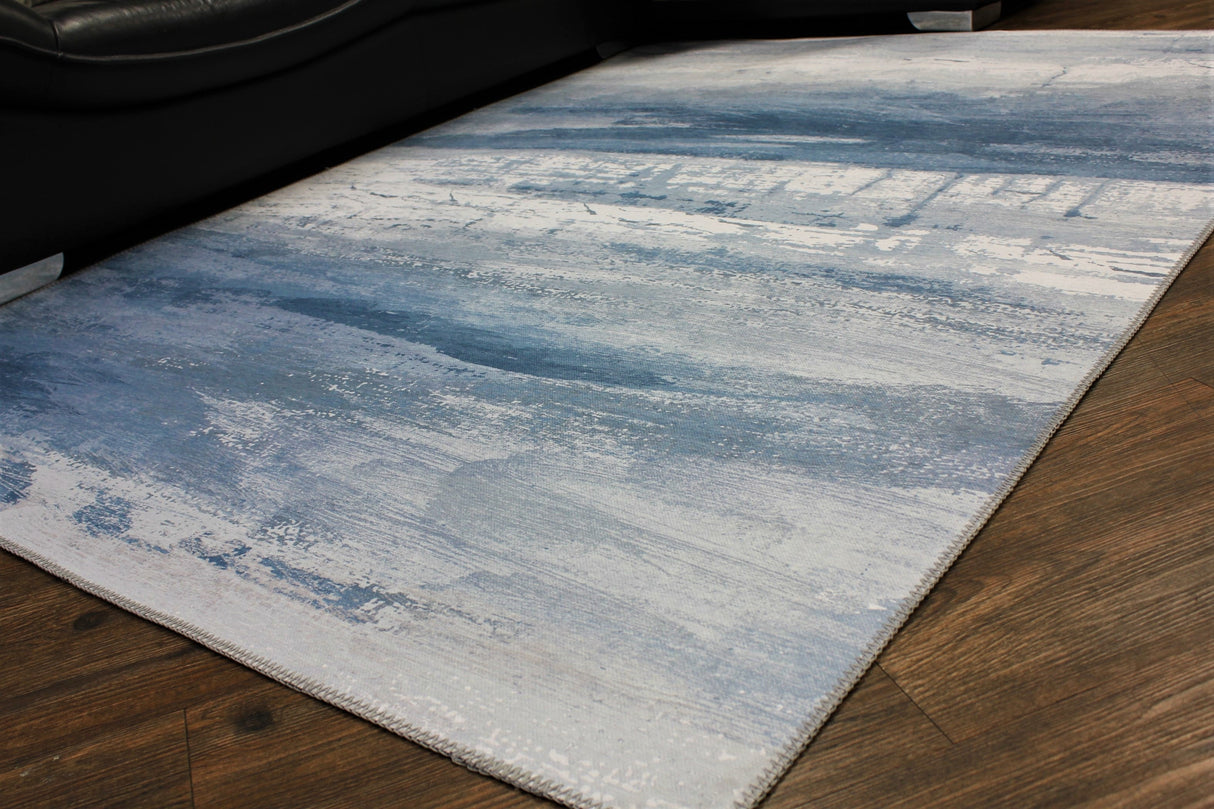 Blue Meadow Comfort Print Art Design Polypropylene Rug - Blue, Printed, 7'6" X 10'3" (1 Rug)