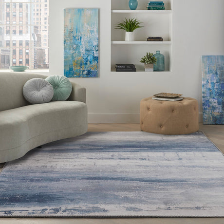 Blue Meadow Comfort Print Art Design Polypropylene Rug - Blue, Printed, 7'6" X 10'3" (1 Rug)