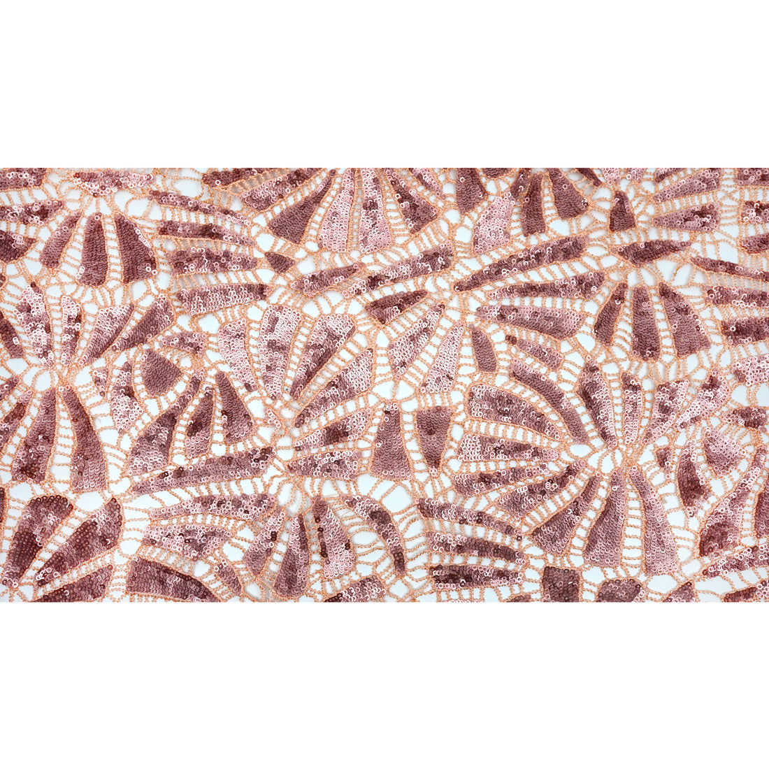 Ornate Lace Sequin Polyester Fabric - Blush/Blush, 48" Width (1 Yard)