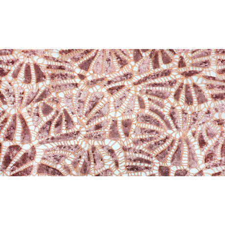 Ornate Lace Sequin Polyester Fabric - Blush/Blush, 48" Width (1 Yard)