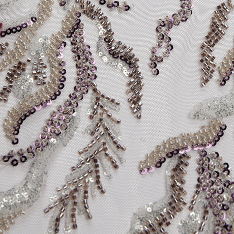 1 Yard Embroidered Lace Fabric Beaded & Sequined with Rich Design, 50/52" Wide