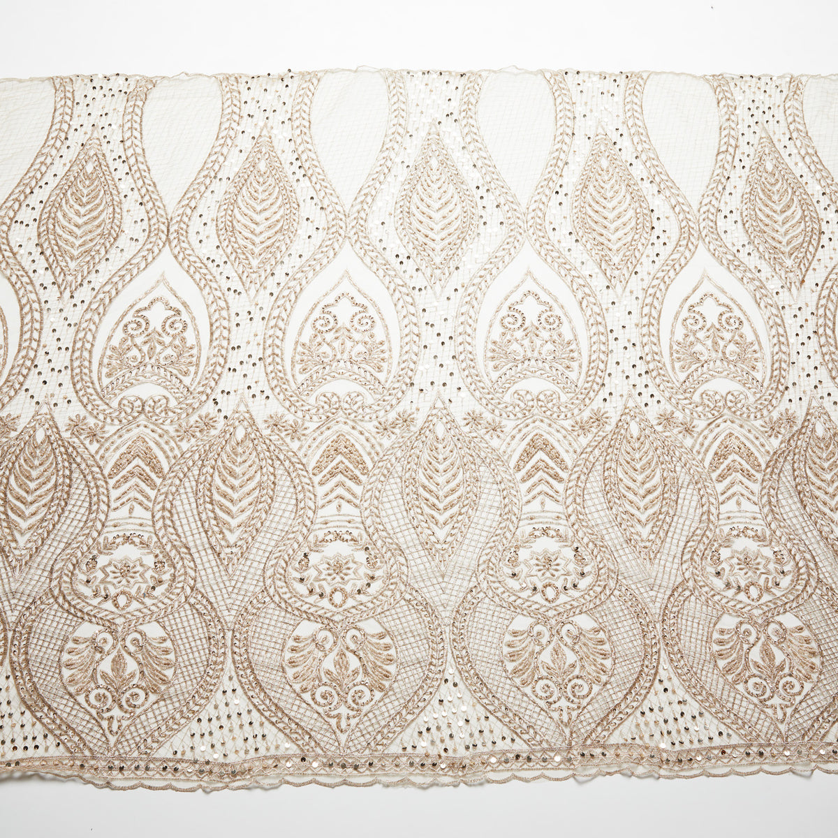 1 Yard Luxurious Beaded & Sequined Embroidered Lace Fabric 50/52" Wide