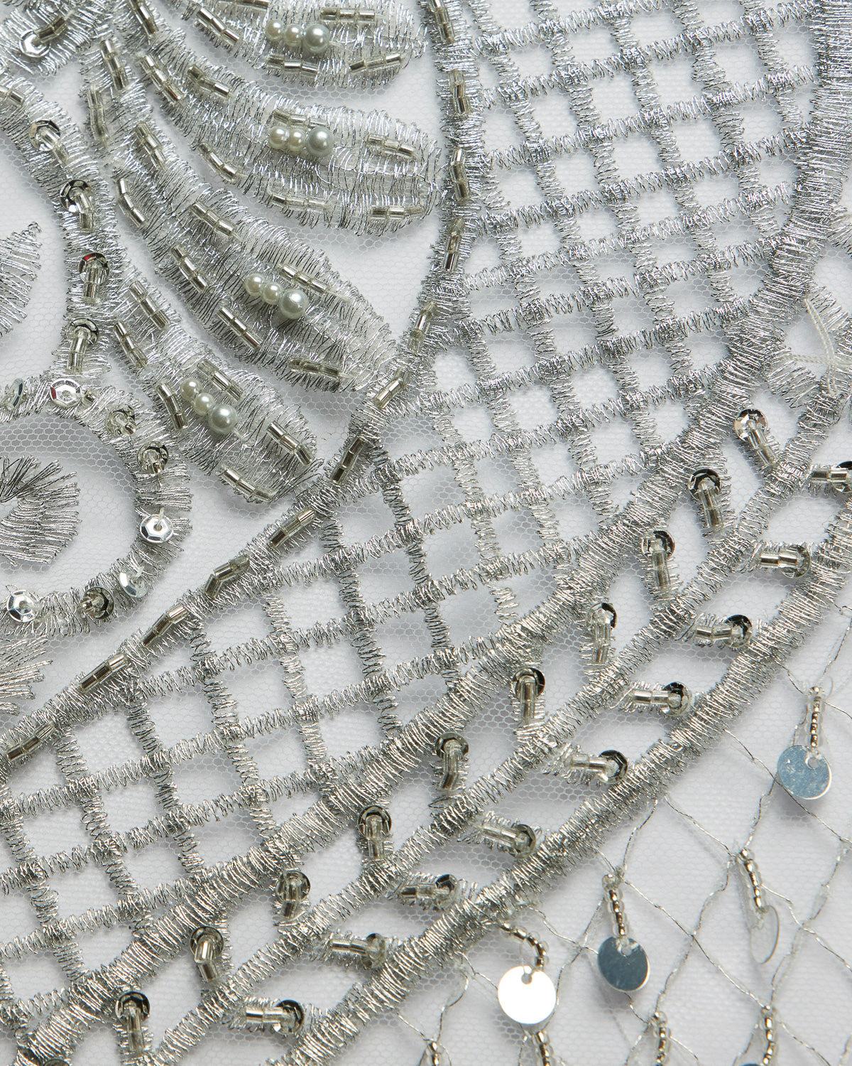 1 Yard Sophisticated Embroidered Beaded Sequined Lace Fabric 50/52" Wide Polyester for Wedding & Couture