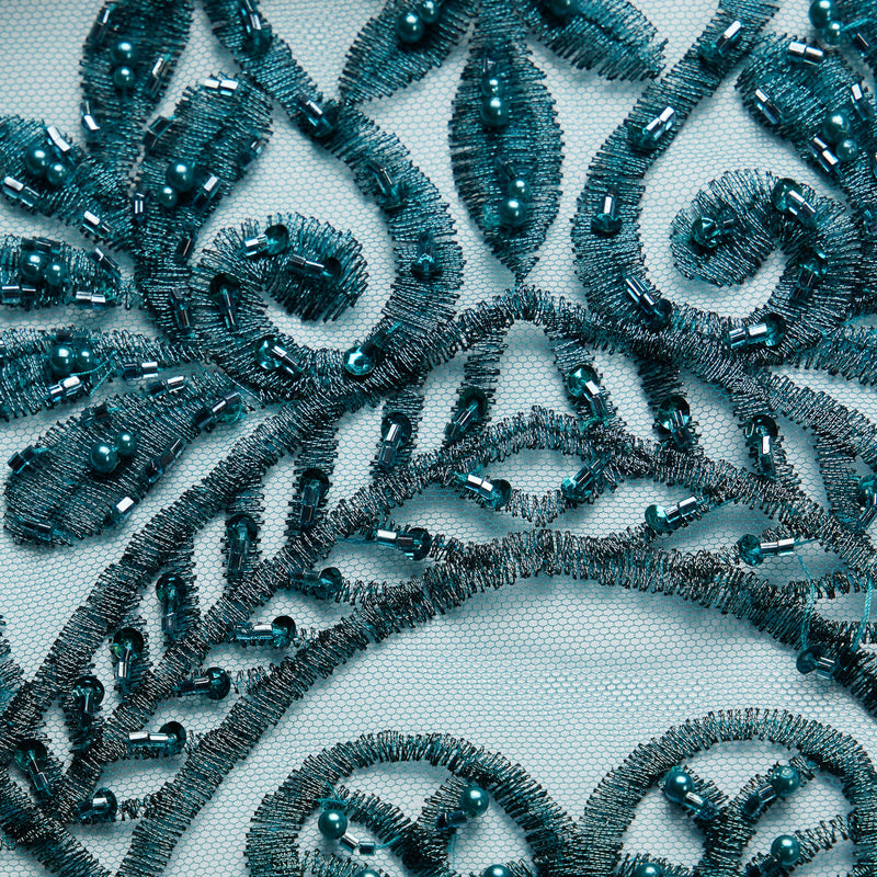 1 Yard Luxurious Beaded & Sequined Embroidered Lace Fabric 50/52" Wide