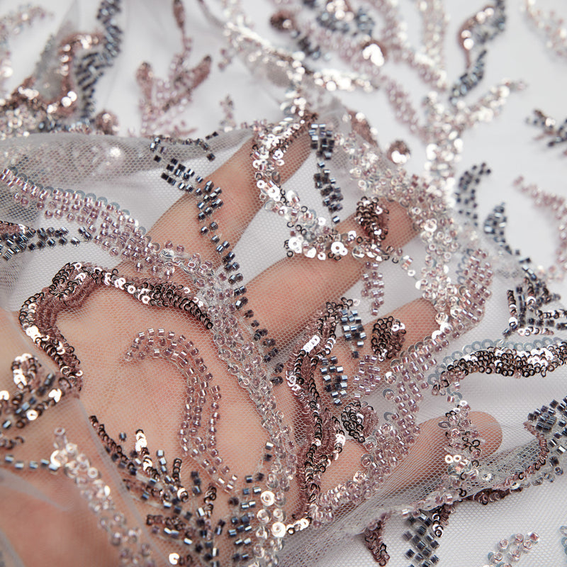 1 Yard Embroidered Lace Fabric Beaded, Sequined with Amazing Rich Design 50/52" Wide
