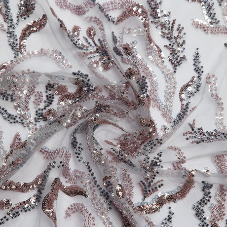 1 Yard Embroidered Lace Fabric Beaded, Sequined with Amazing Rich Design 50/52" Wide
