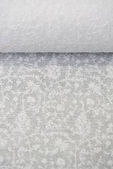 1 Yard White Dense Flower Embroidered Linen Elegant Craft Fabric 54" Width