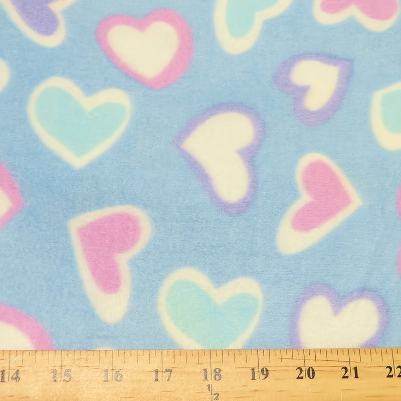 Faithful Hearts Blue Fleece Fabric