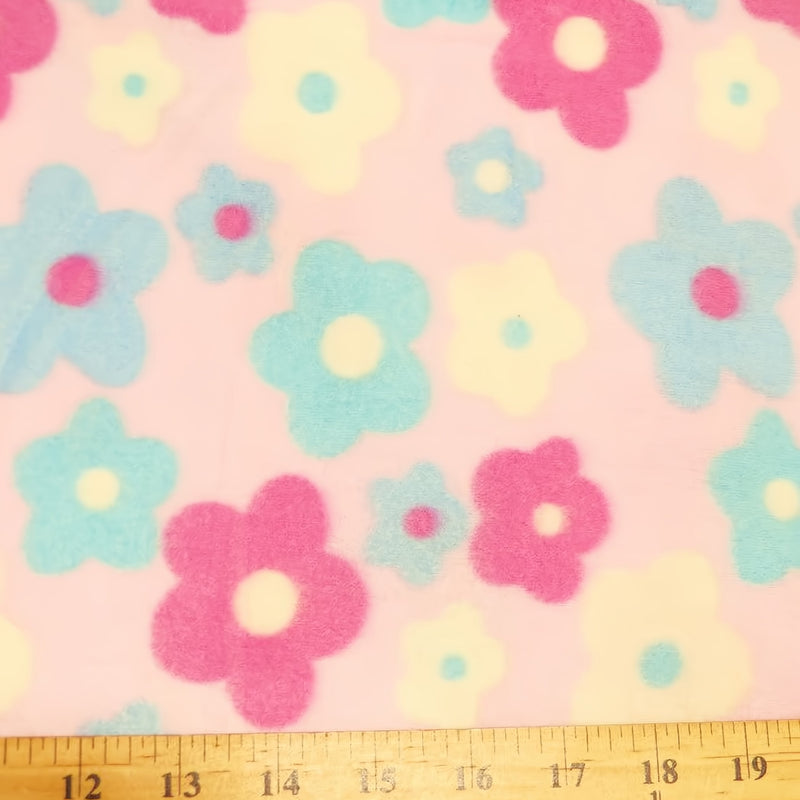 Floral Multi-Color Pink Fleece Fabric