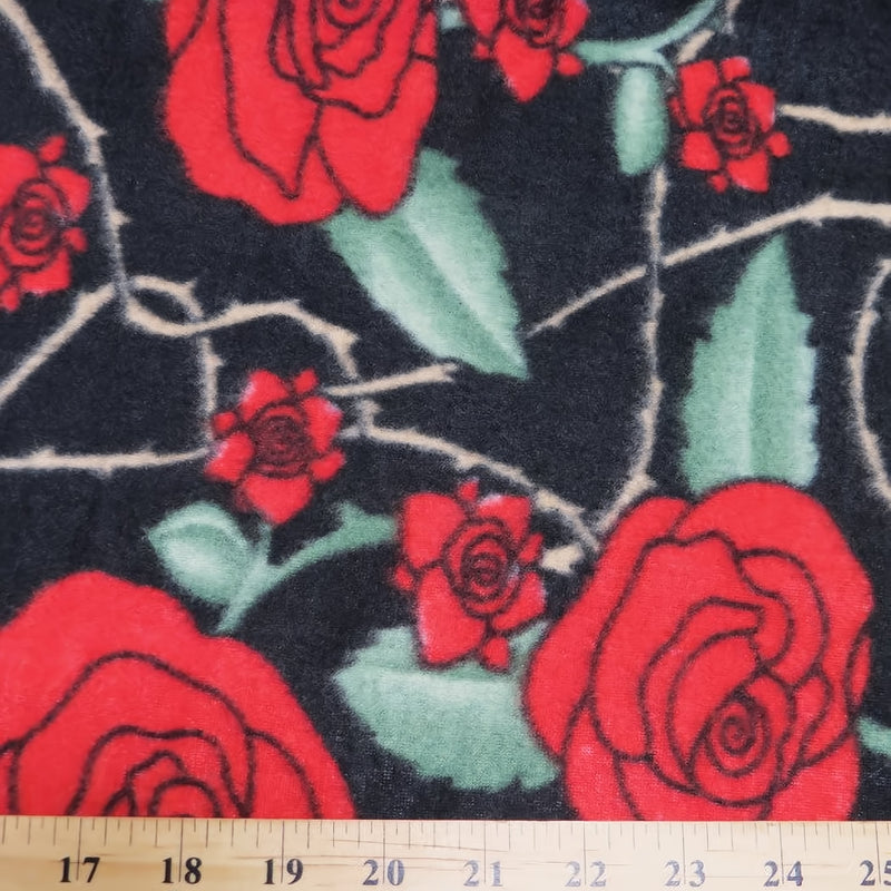 Printed Fleece Fabric Wicked Thorns And Roses