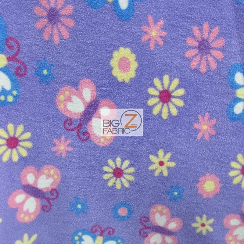 Floral Butterfly Sunrise Purple Fleece Fabric