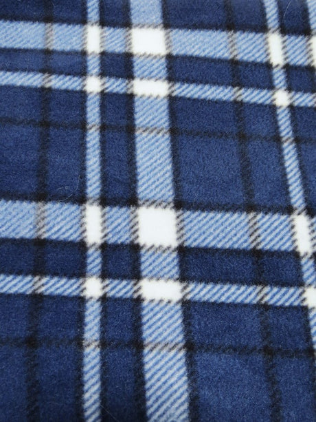 Aquamarine Tartan Plaid Fleece Printed Fabric