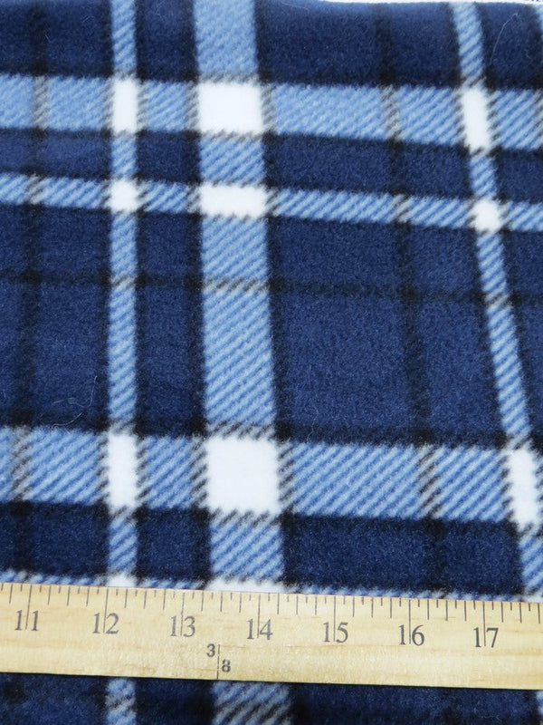 Aquamarine Tartan Plaid Fleece Printed Fabric