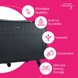 Everything Mary Jumbo 5 Wheel Collapsible Rolling Sewing Machine Storage Case Black