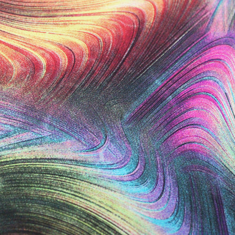 Gravity Nylon Spandex Fabric - Earth, Jewel, Sky Modern Wave Print, 58 To 60" Width (1 Yard)
