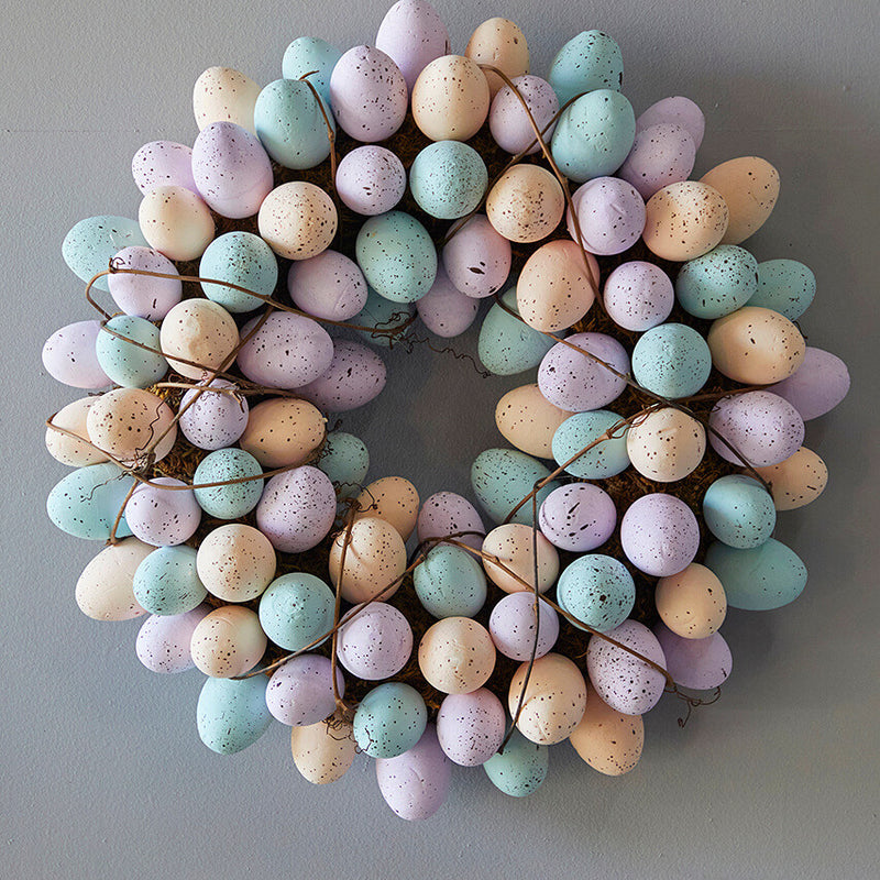 17.75 InchEaster Egg Wreath Decorative Pastel Spring Door Wall Wreath