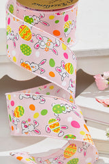 2.5" x 10 Yards Pink Bunny Eggs Ribbon
