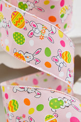 2.5" x 10 Yards Pink Bunny Eggs Ribbon