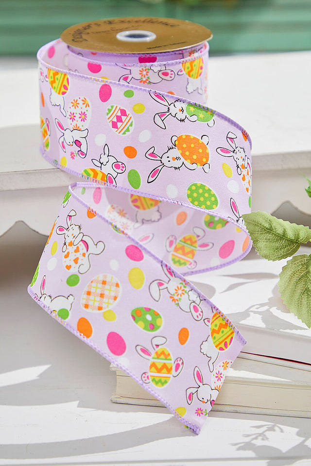 2.5" x 10 Yards Purple Bunny Eggs Ribbon