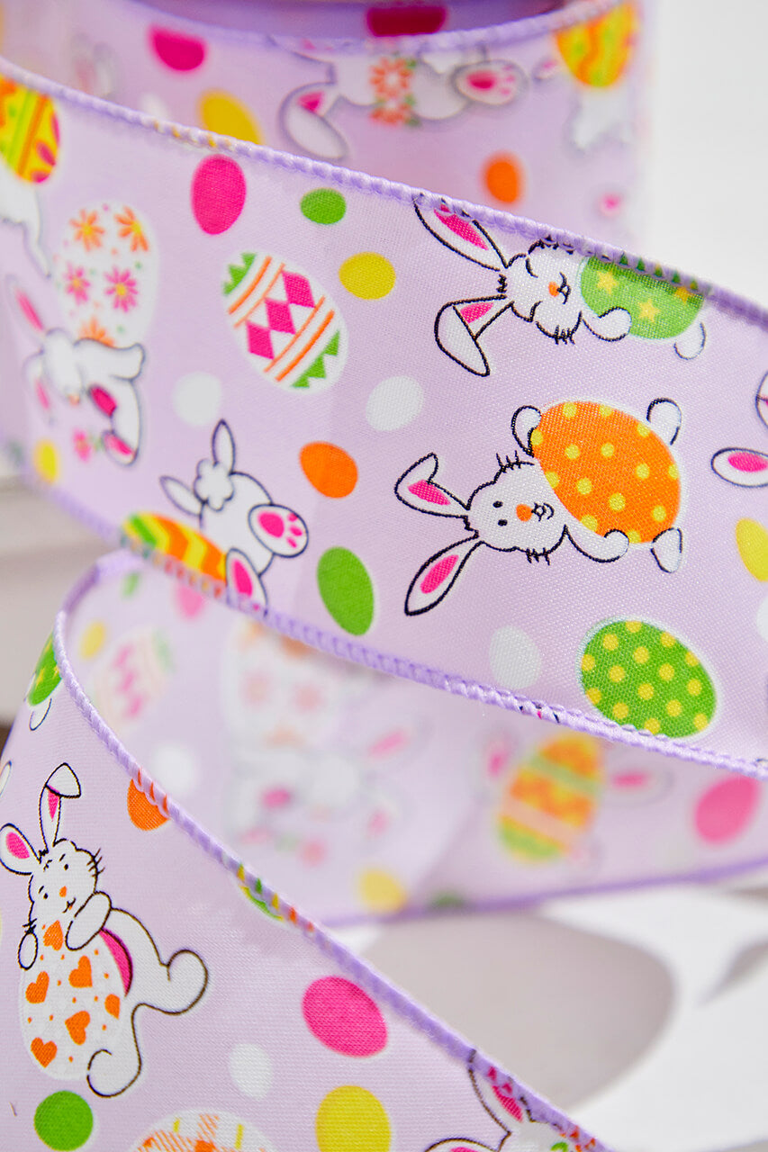 2.5" x 10 Yards Purple Bunny Eggs Ribbon