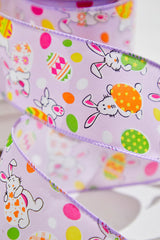 2.5" x 10 Yards Purple Bunny Eggs Ribbon