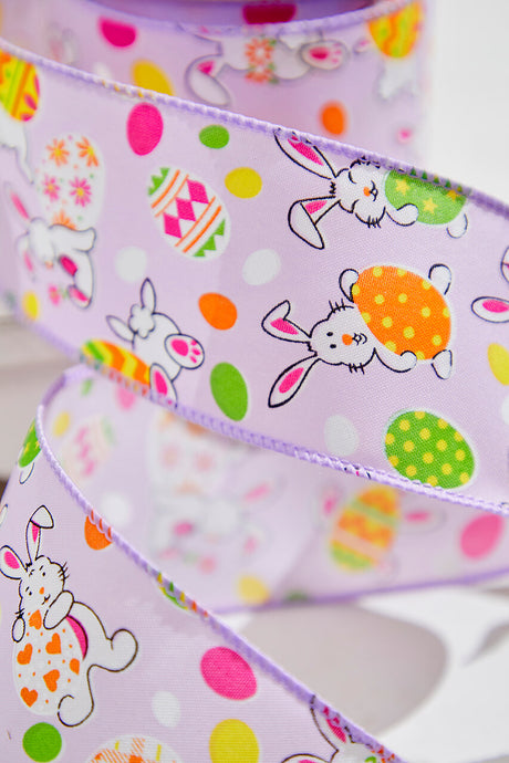 2.5" x 10 Yards Purple Bunny Eggs Ribbon