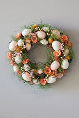 13" Easter Egg Wreath Spring Decorative Floral Hanging Accent