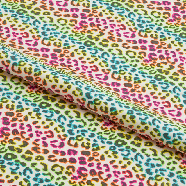 Printed Spandex Rainbow Leo Fabric