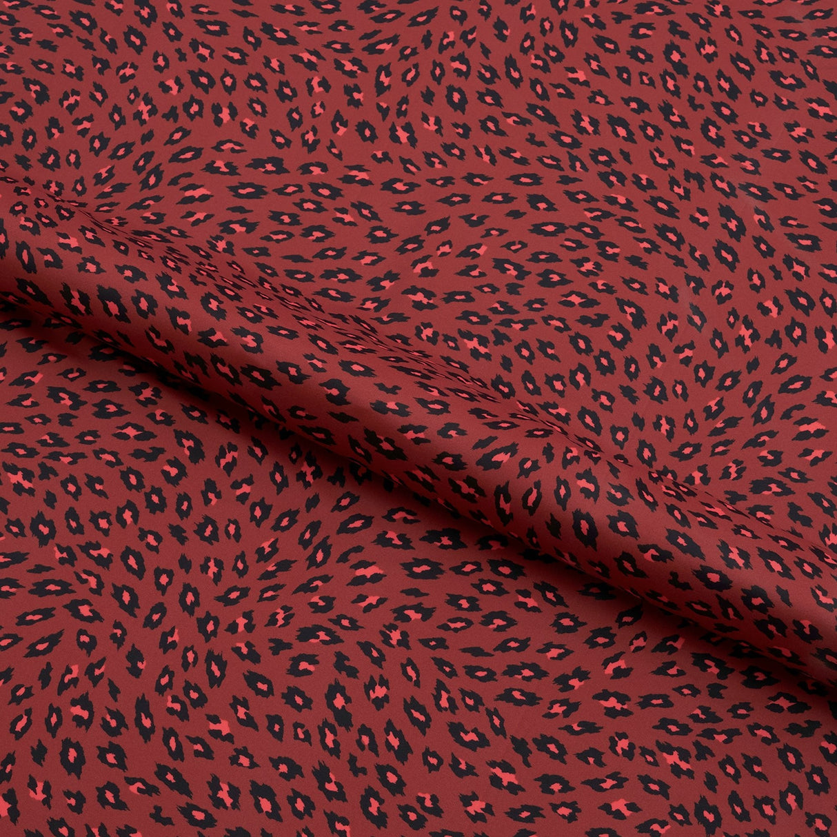 Printed Spandex Fabric Black on Red Cheetah