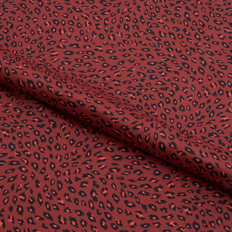 Printed Spandex Fabric Black on Red Cheetah