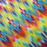 Electric Ikat Polyester Spandex Fabric - Chevron Print, Blue, Multicolor Options, 58/60" Width (1 Yard)