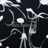 Electric Ink Reaction Polyester Spandex Fabric - Black/White Or Royal/White, Neon Jellyfish Print, 58/60" Width (1 Yard)