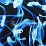 Electric Ink Reaction Polyester Spandex Fabric - Black/White Or Royal/White, Neon Jellyfish Print, 58/60" Width (1 Yard)