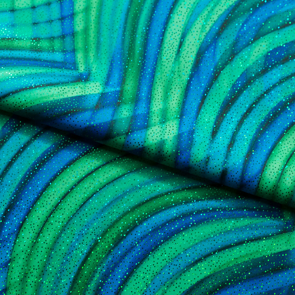 Electric Kool-Aid Polyester Spandex Fabric - Abstract Print, Blue/Green Or Pink/Red, Four-Way Stretch, 58/60" Width (1 Yard)