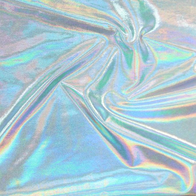 Electric Foiled Polyester Spandex Fabric - All-Over Holographic Foil, 55" Width, 4-Way Stretch (1 Yard)