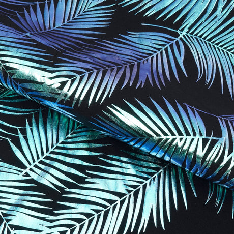 Foil Printed Spandex Palm Leaf