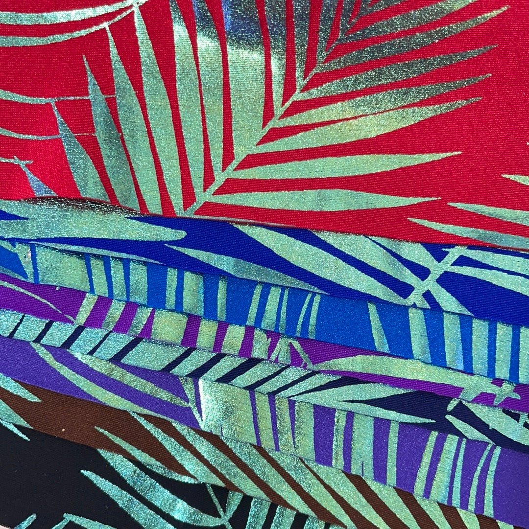 Foil Printed Spandex Palm Leaf