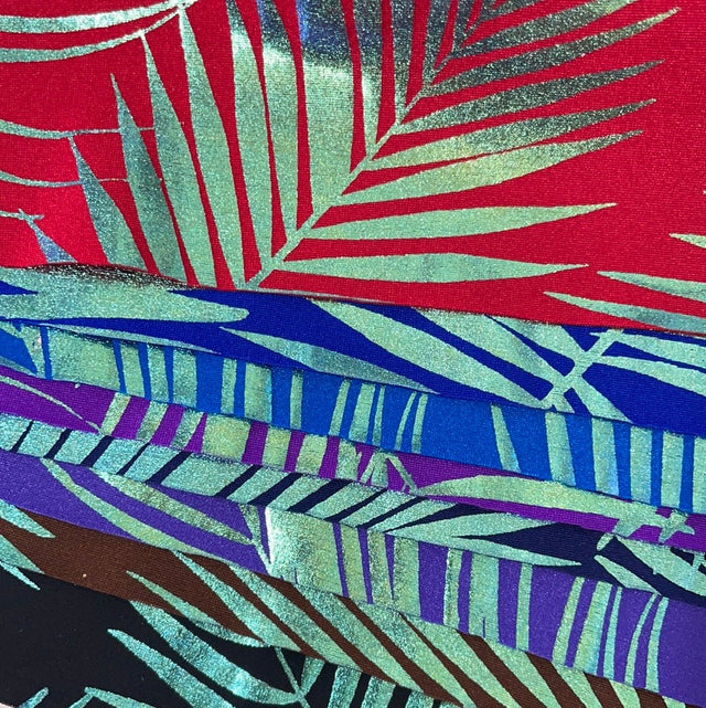 Foil Printed Spandex Palm Leaf