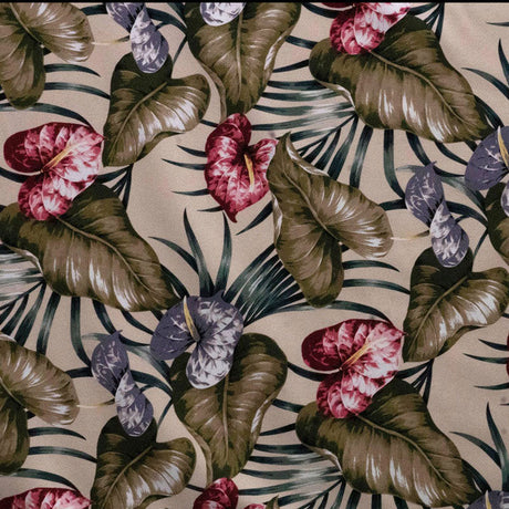 Elephant Ear & Palm Leaves Cotton Fabric - Elephant Ear And Palm Leaves, 56-58" Width (1 Yard)
