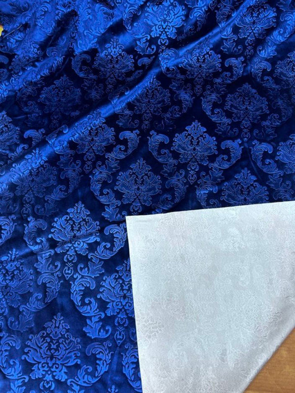 1 Yard Damask Embossed Velvet Upholstery & Drapery Fabric 56" Wide