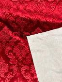 1 Yard Damask Embossed Velvet Upholstery & Drapery Fabric 56" Wide