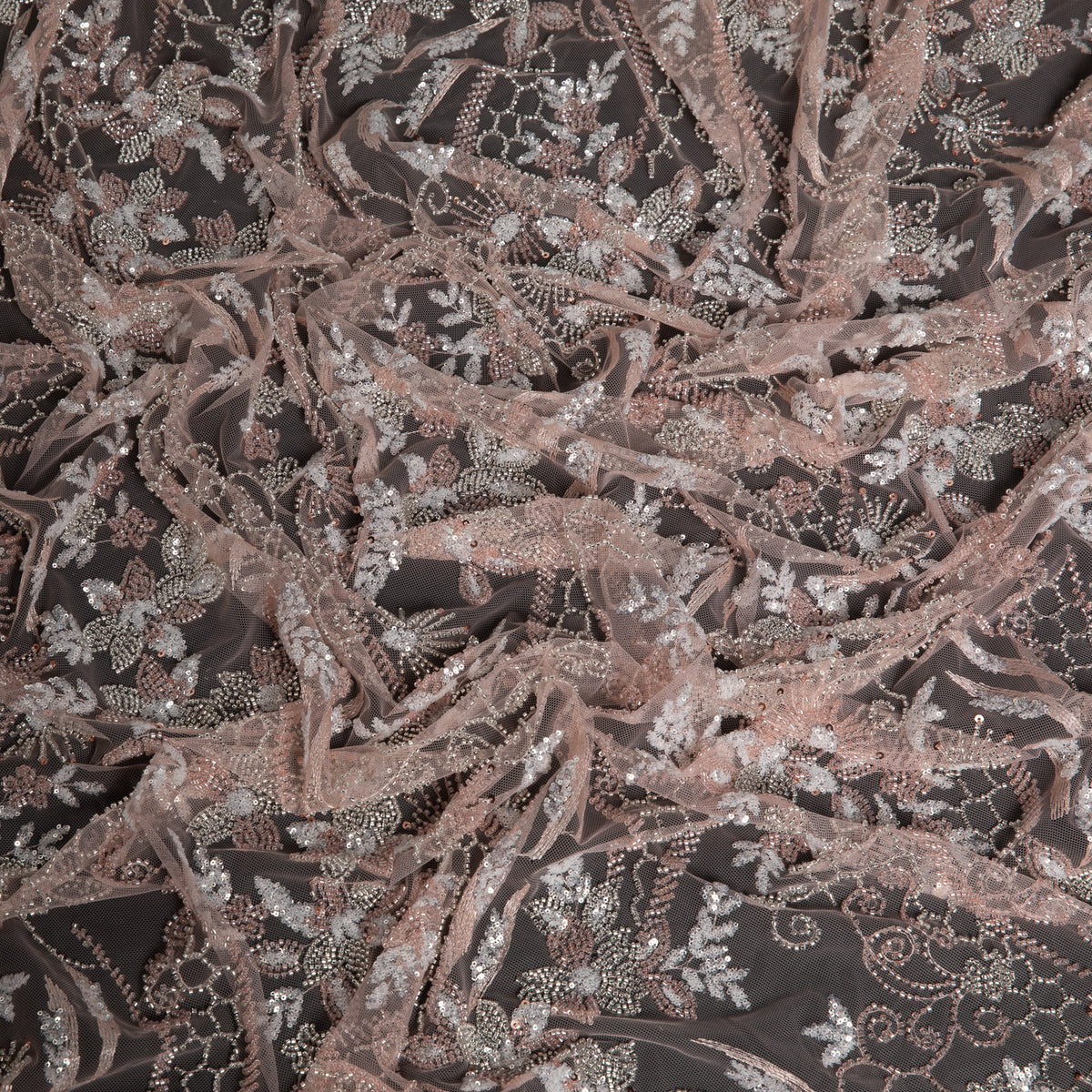 1 Yard Embroidered Beaded Lace Fabric with Sequins and Floral Pattern, 50/52" Wide, 100% Polyester