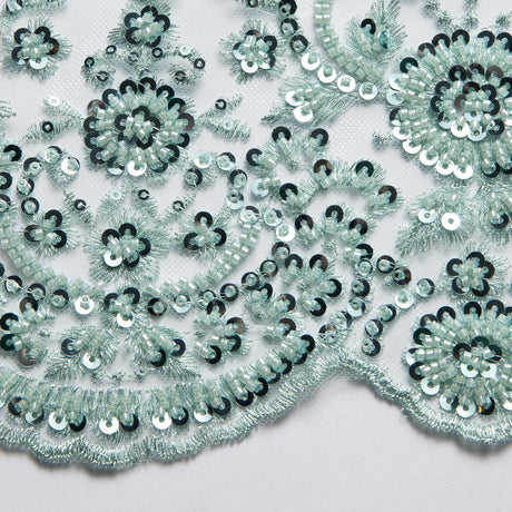 1 Yard Dazzling Embroidered Beaded Sequined Lace Fabric with Intricate Pattern 50/52" Wide