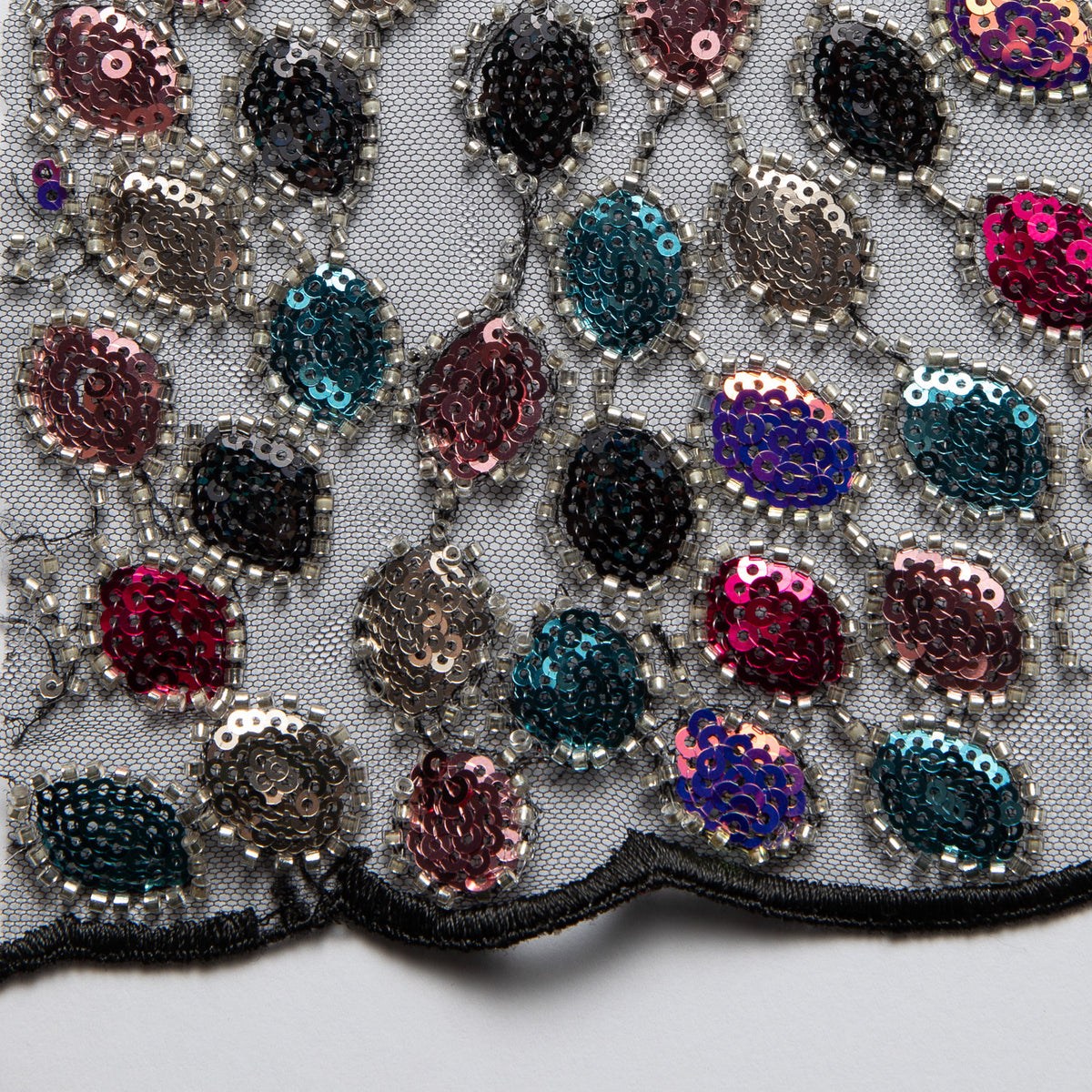 1 Yard Dazzling Polyester Embroidered Beaded Sequined Lace Fabric 50/52" Wide