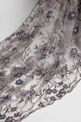 1 Yard Glamorous Embroidered Beaded Lace Fabric with Sequins and Floral Pattern 50/52" Wide